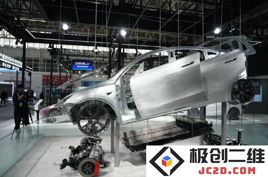 这是11月26日在中国国际供应链促进博览会智能汽车链展区拍摄的特斯拉展位。新华社记者 任超 摄