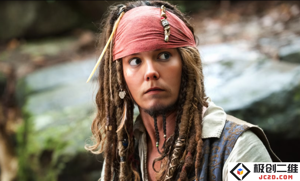 我在 Jack Sparrow 身上的脸是用 AKOOL 的换脸工具创建的。