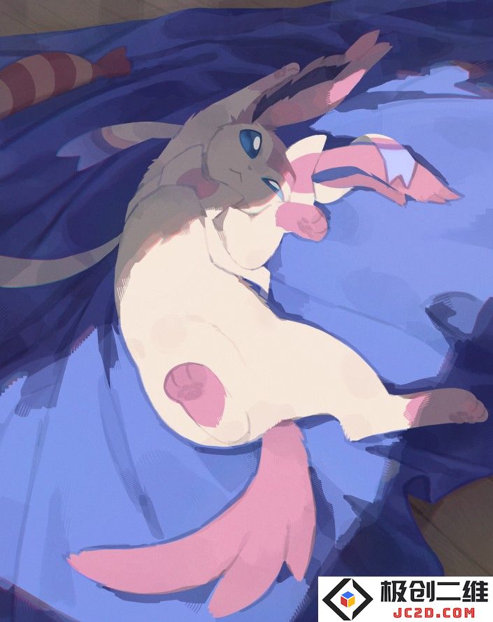 画师cco00oo创作的睡姿伊布：萌态十足？惹人怜爱
