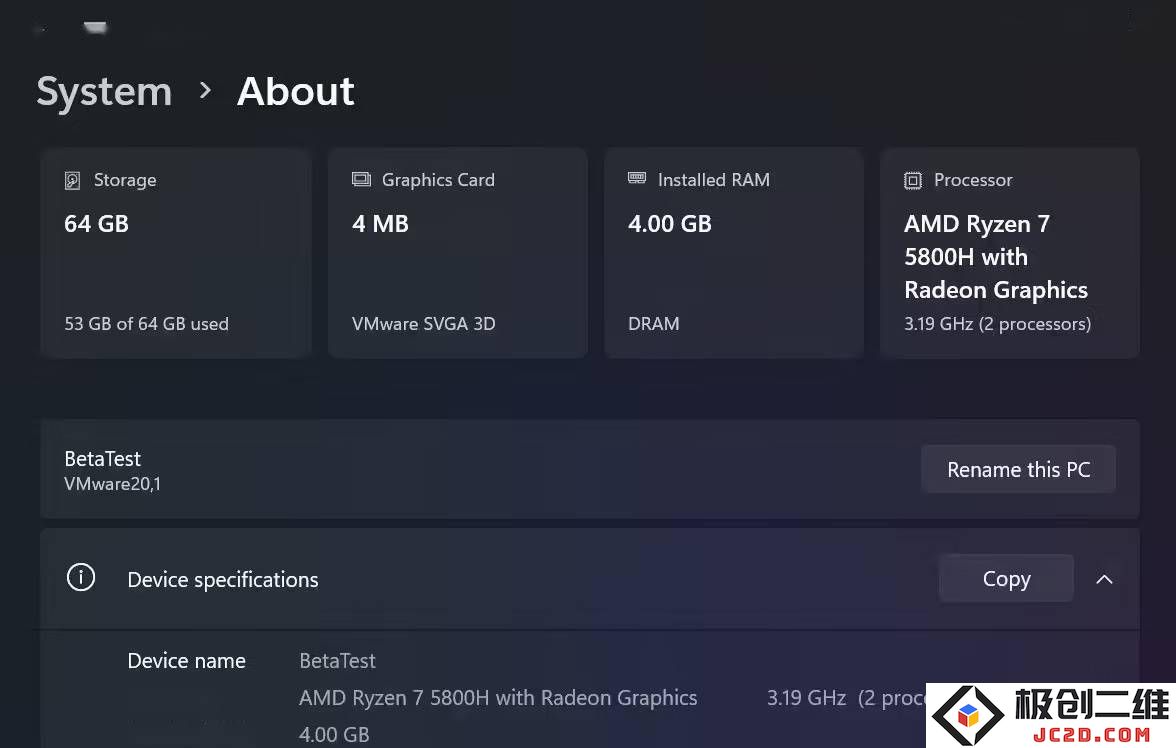 微软Win11 Canary预览版27823发布：新设置中增加了硬件概览卡片