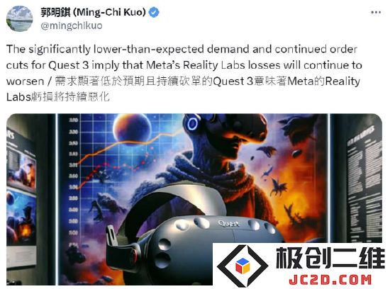 郭明錤：受苹果 Vision Pro 影响，Meta 决定再次降低 Quest 3 的出货量预期