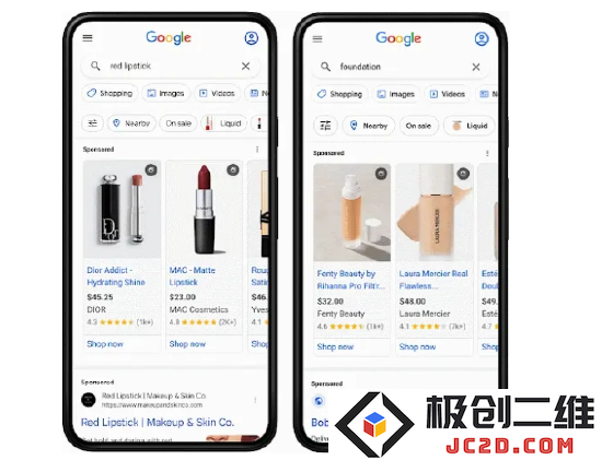 谷歌推出增强现实美妆广告，替代传统谷歌购物广告中的产品图片展示方式